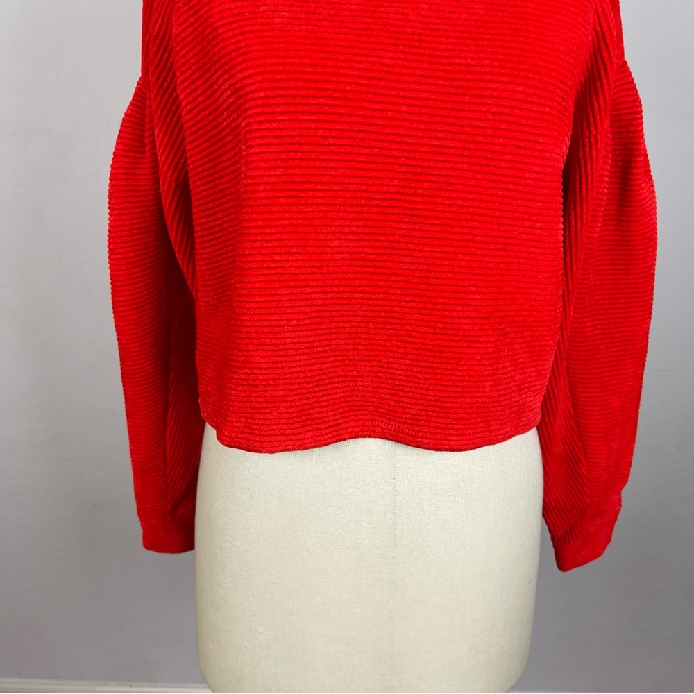 INTERMIX Red Ribbed Crewneck Sweater - Picture 5 of 8